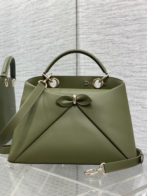 Dior Olive Green Bow Top Handle Bag image 1