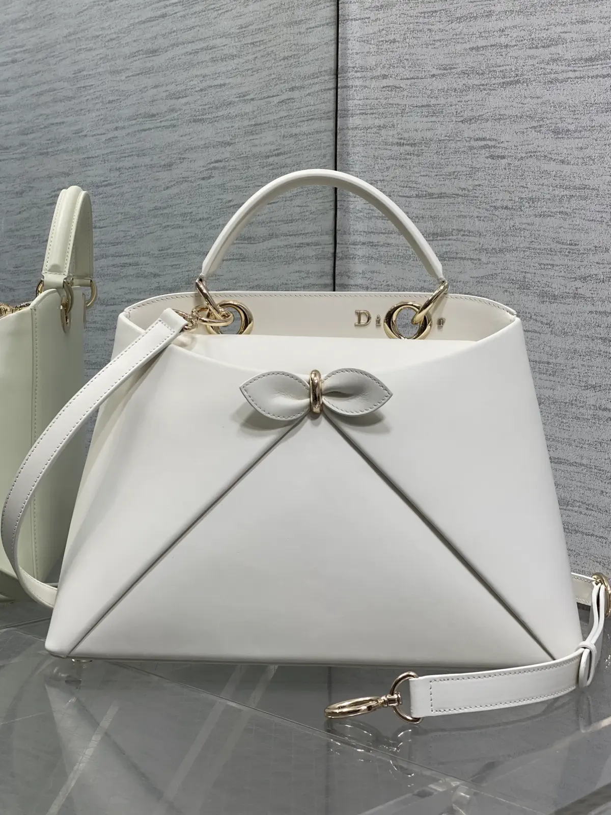 Dior White Bow Top Handle Bag image 1
