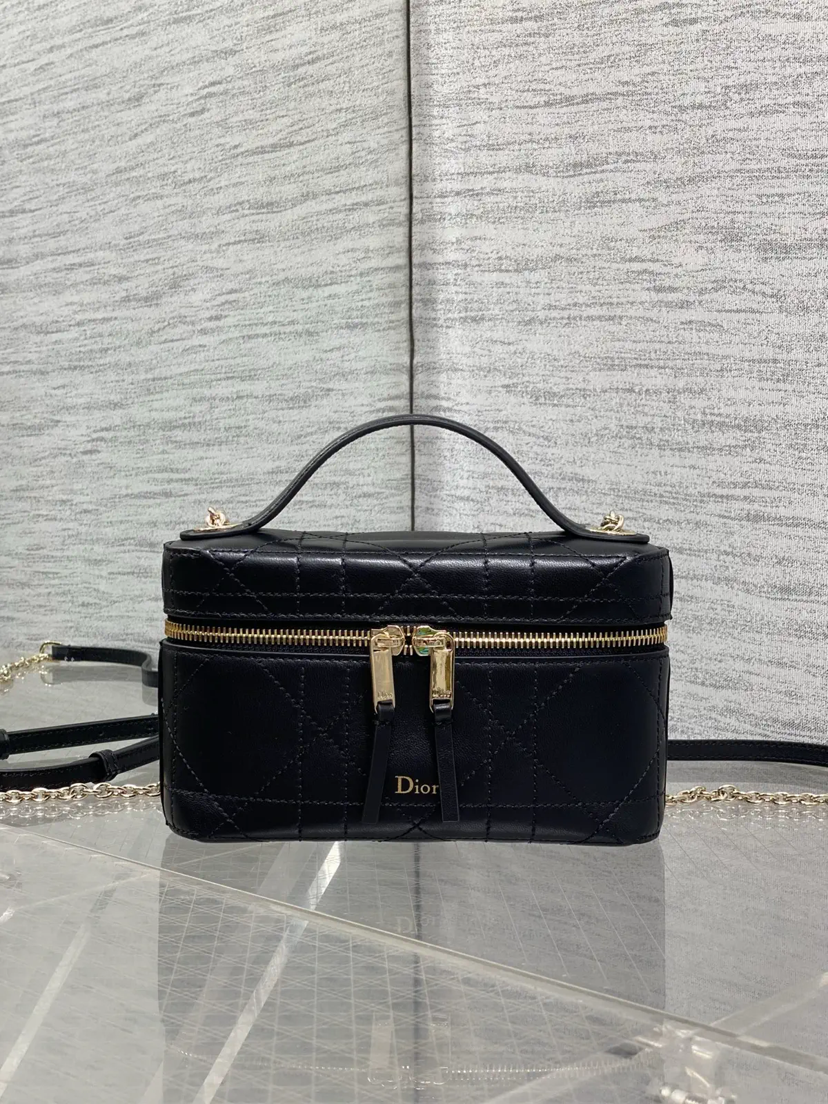 Dior Black Quilted Cosmetic Bag image 1