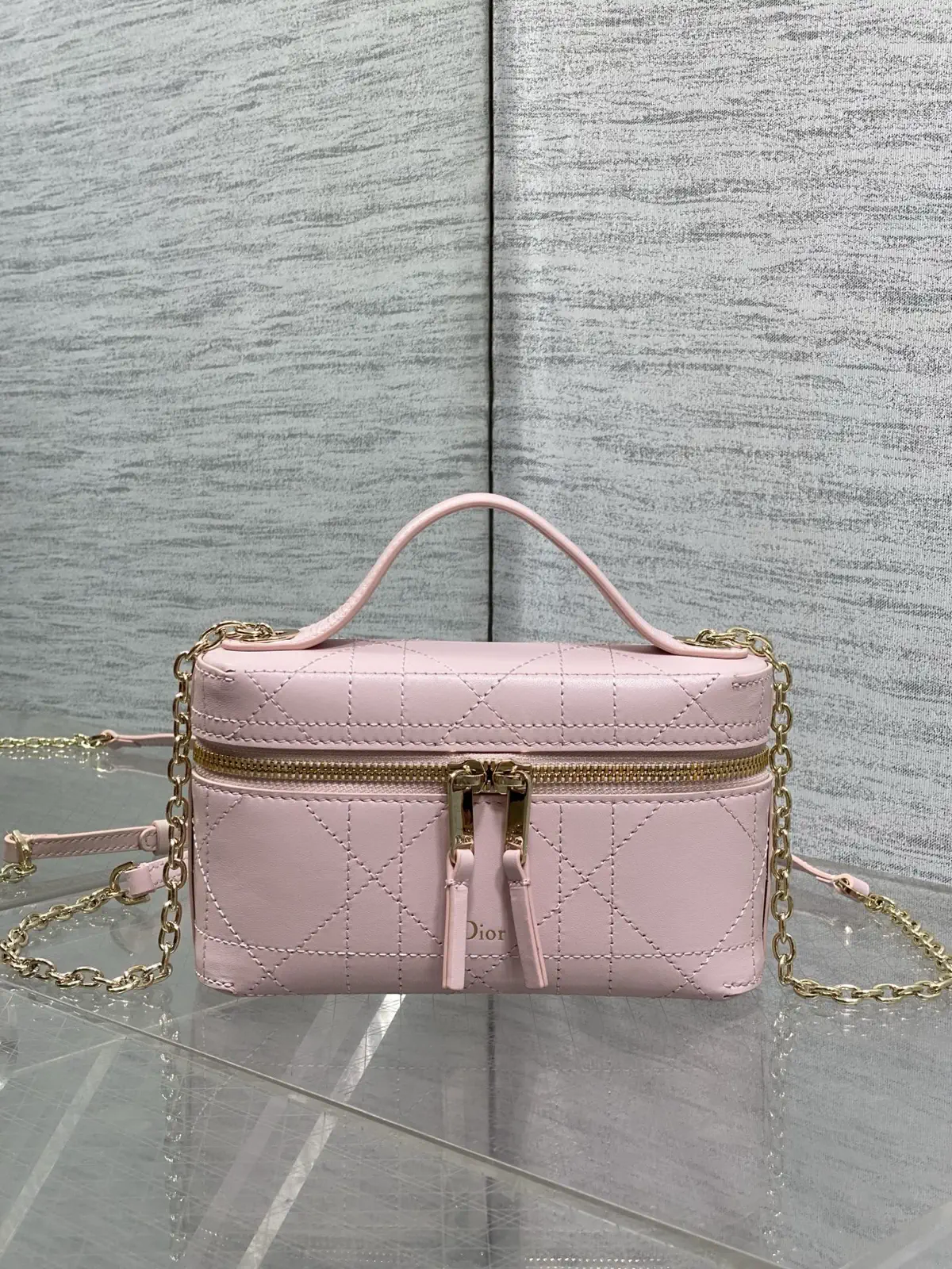 Dior Quilted Vanity Bag with Top Handle and Chain Strap image 1