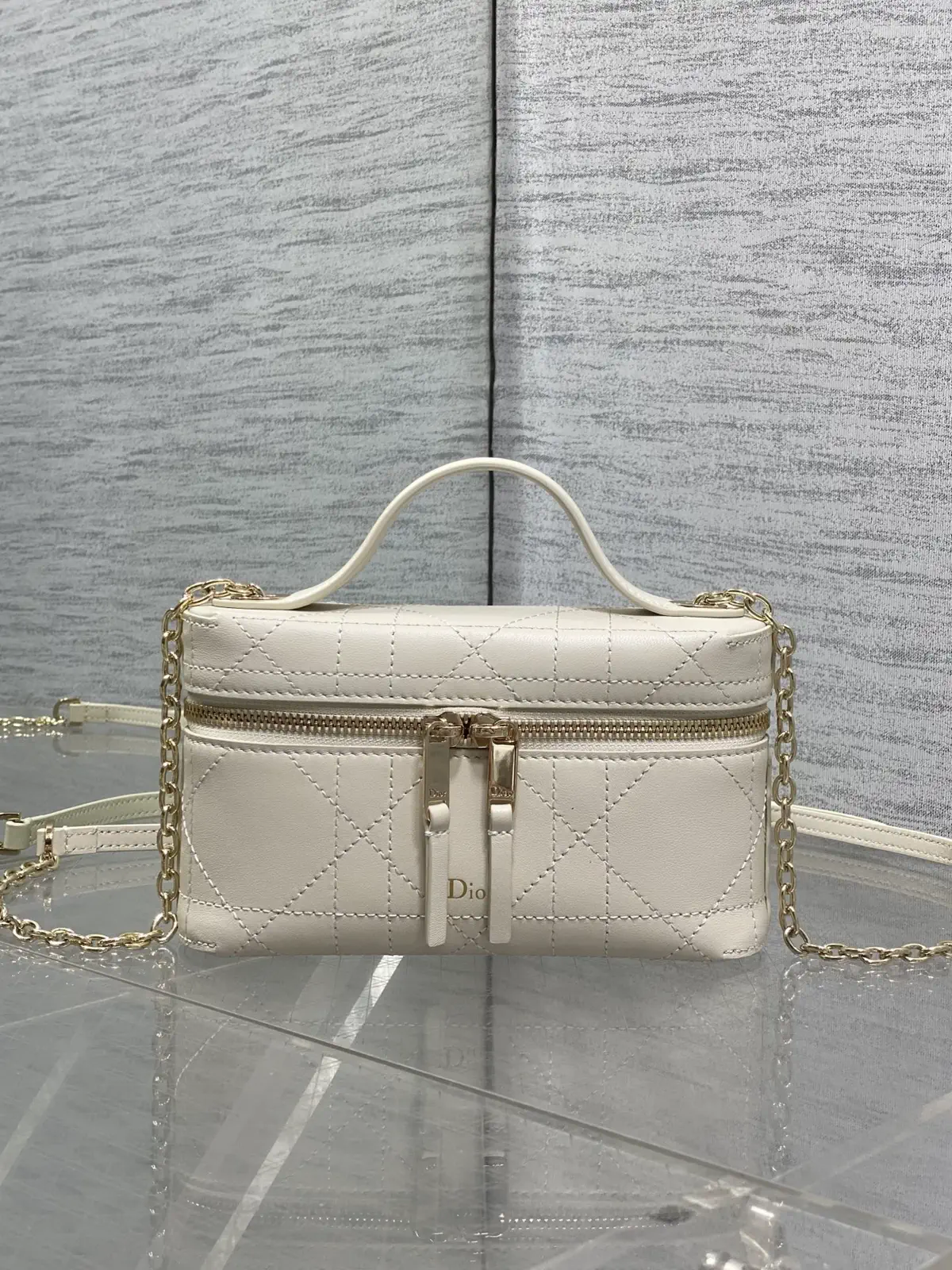 Dior White Quilted Cosmetic Bag image 1