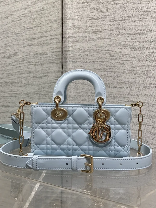 Dior Light Blue Quilted Mini Top Handle Bag image 1