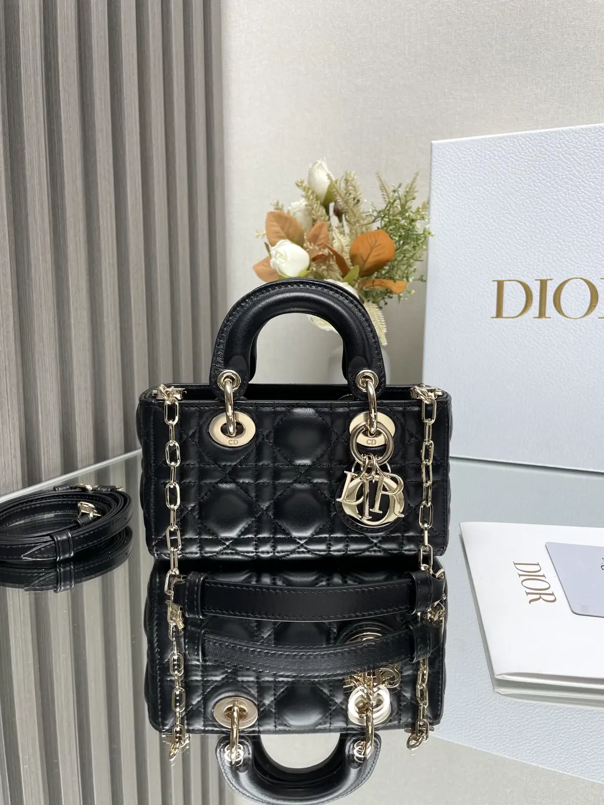 Dior Black Quilted Mini Top Handle Bag image 1