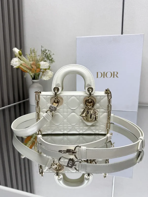 Dior White Quilted Mini Top Handle Bag image 1