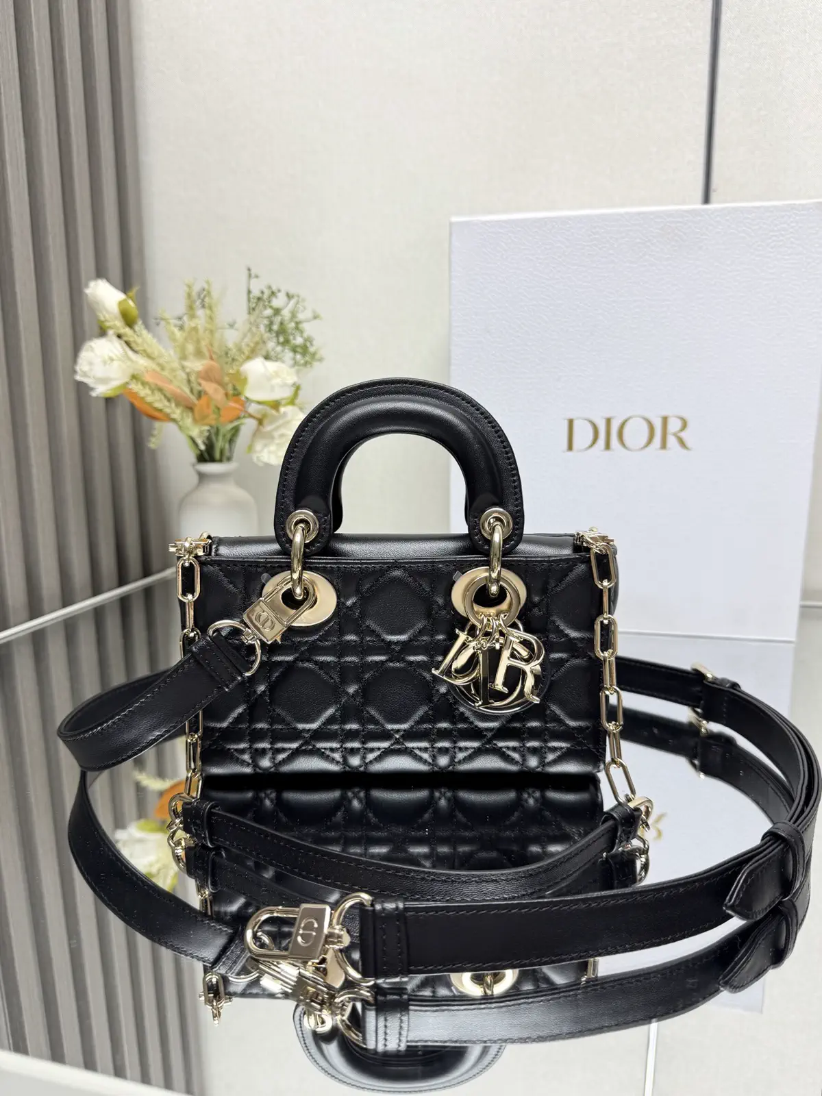 Dior Black Quilted Mini Top Handle Bag image 1