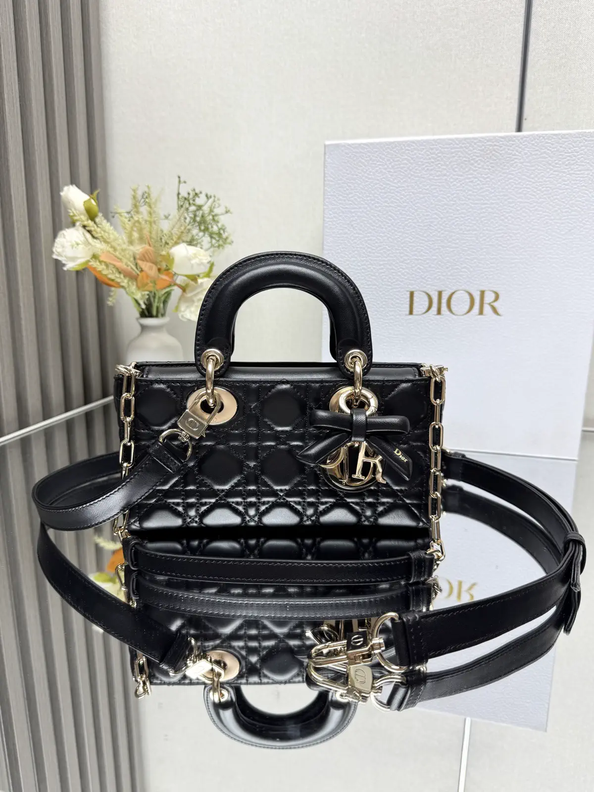 Dior Black Quilted Lady D-Joy Top Handle Bag image 1
