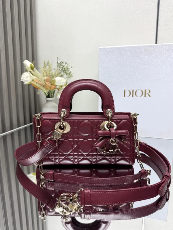 Dior Burgundy Quilted Lady D-Joy Top Handle Bag image 1