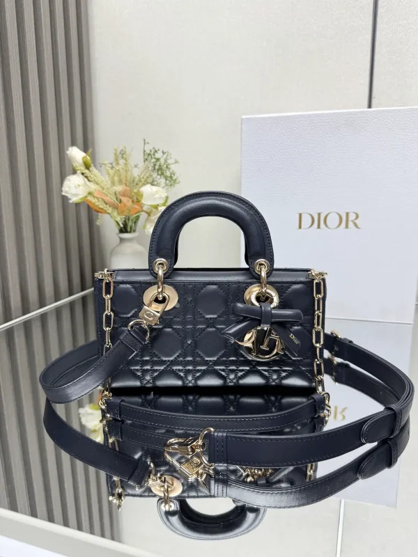 Dior Lady D-Joy Quilted Top Handle Bag with Bow Charm image 1