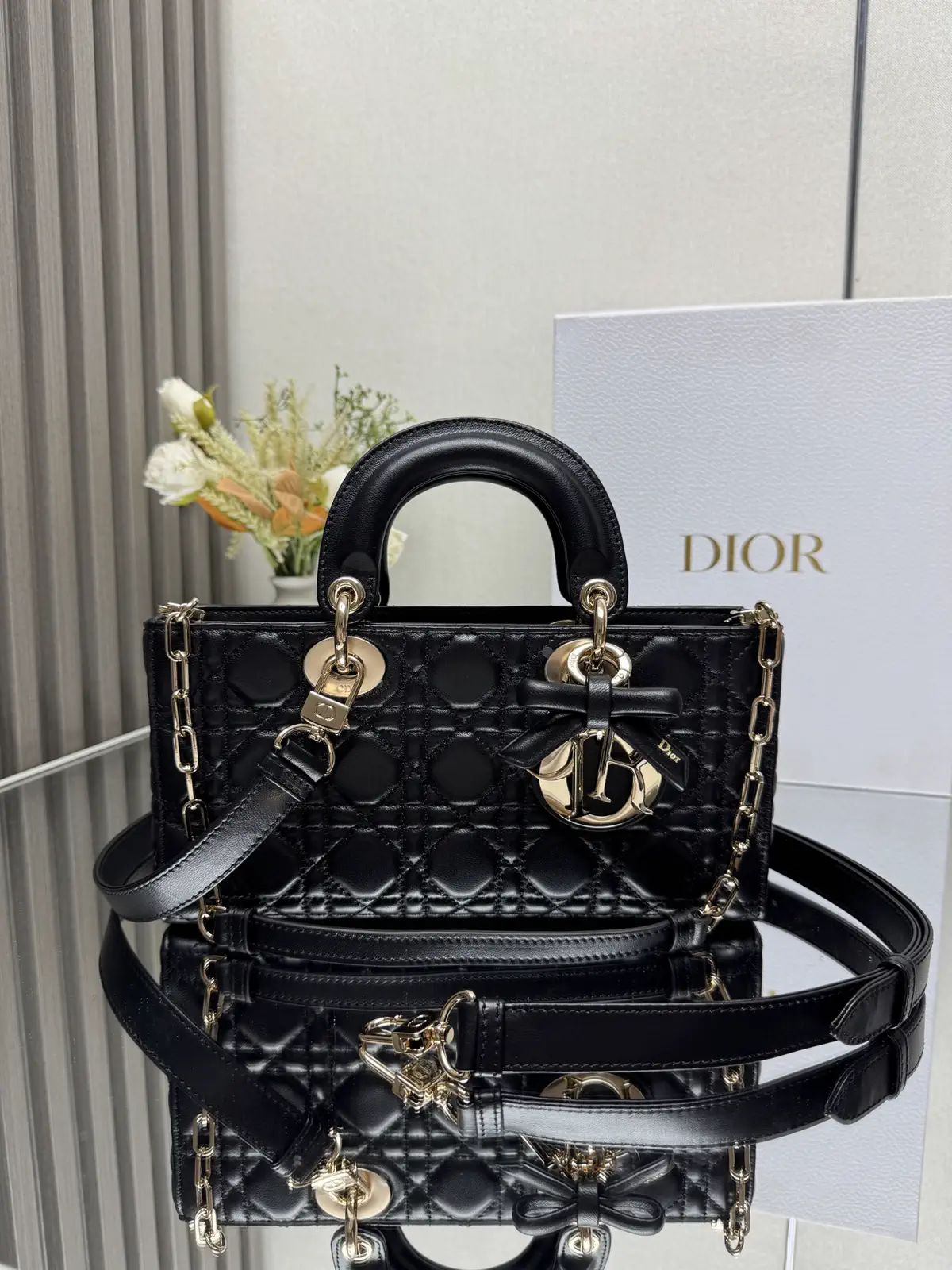 Dior Black Quilted Lady D-Joy Top Handle Bag image 1