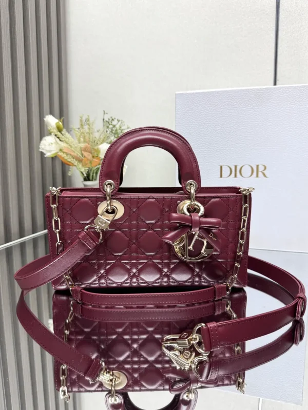 Dior Quilted Top Handle Bag with Bow Charm image 1