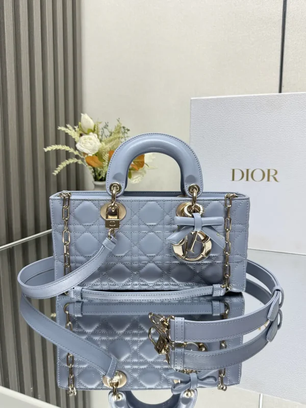 Dior Quilted Top Handle Bag with Bow Charm image 1