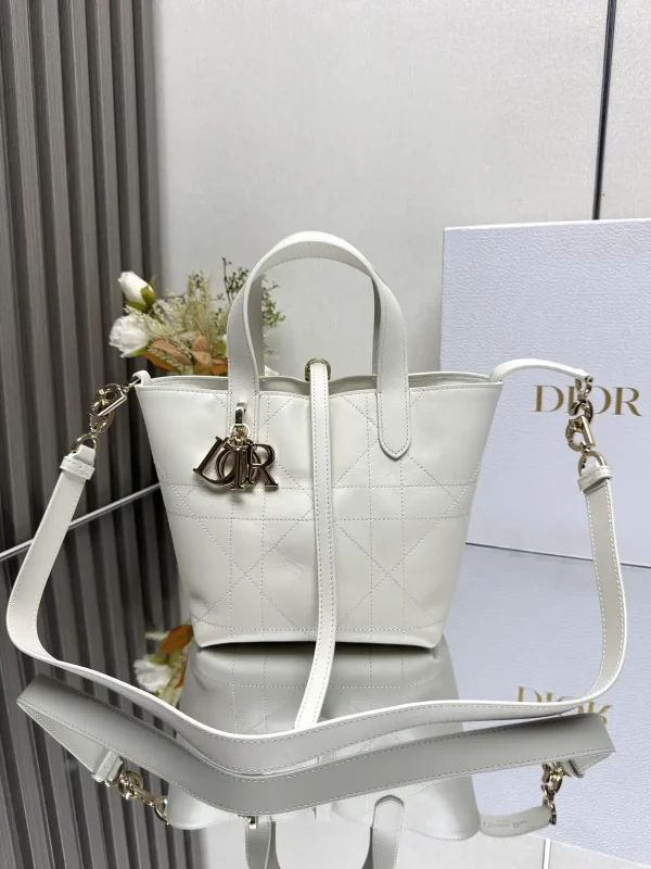 Dior White Quilted Top Handle Bag image 1