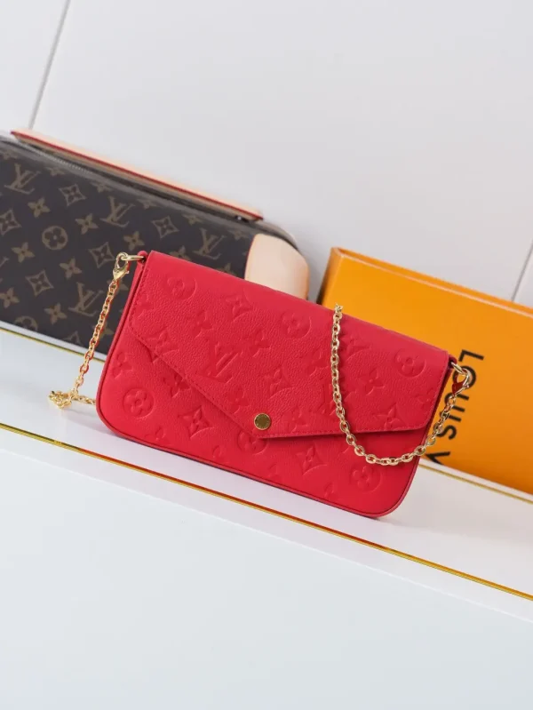 Louis Vuitton Red Monogram Empreinte Pochette Félicie Chain Bag image 1