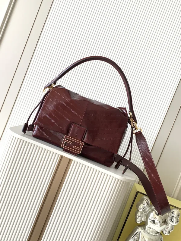 FENDI Burgundy Eel Leather Mamma Baguette Shoulder Bag image 1