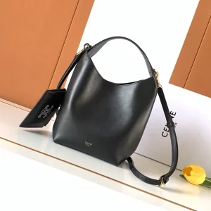 CELINE Black Leather Hobo Bag with Pouch image 1