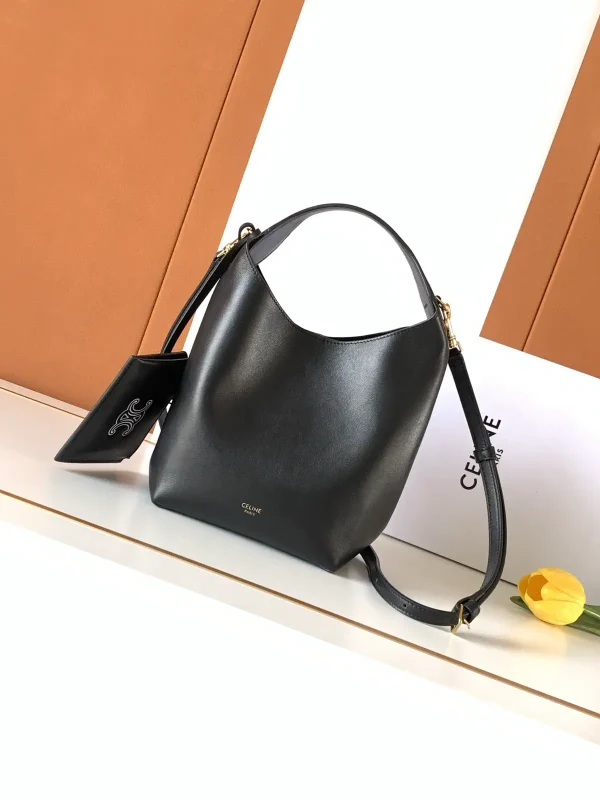 CELINE Black Leather Hobo Bag with Pouch image 1