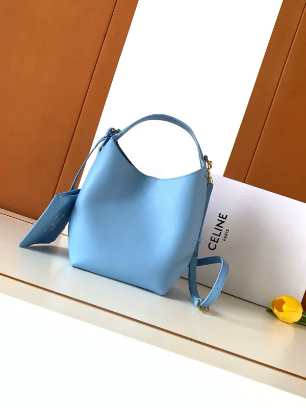 CELINE Light Blue Leather Teen Hobo Bag with Pouch image 1