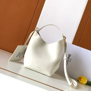 CELINE White Leather Teen Hobo Bag image 1