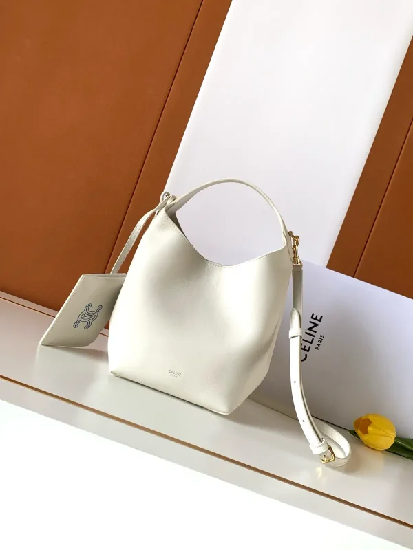 CELINE White Leather Teen Hobo Bag image 1