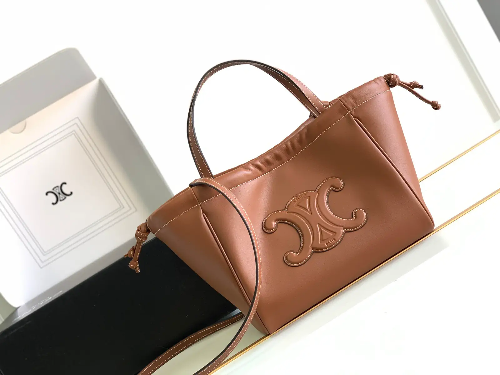 CELINE Smooth Calfskin Drawstring Mini Tote Bag image 1