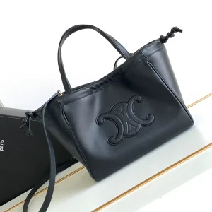 CELINE Black Smooth Calfskin Mini Drawstring Tote Bag image 1