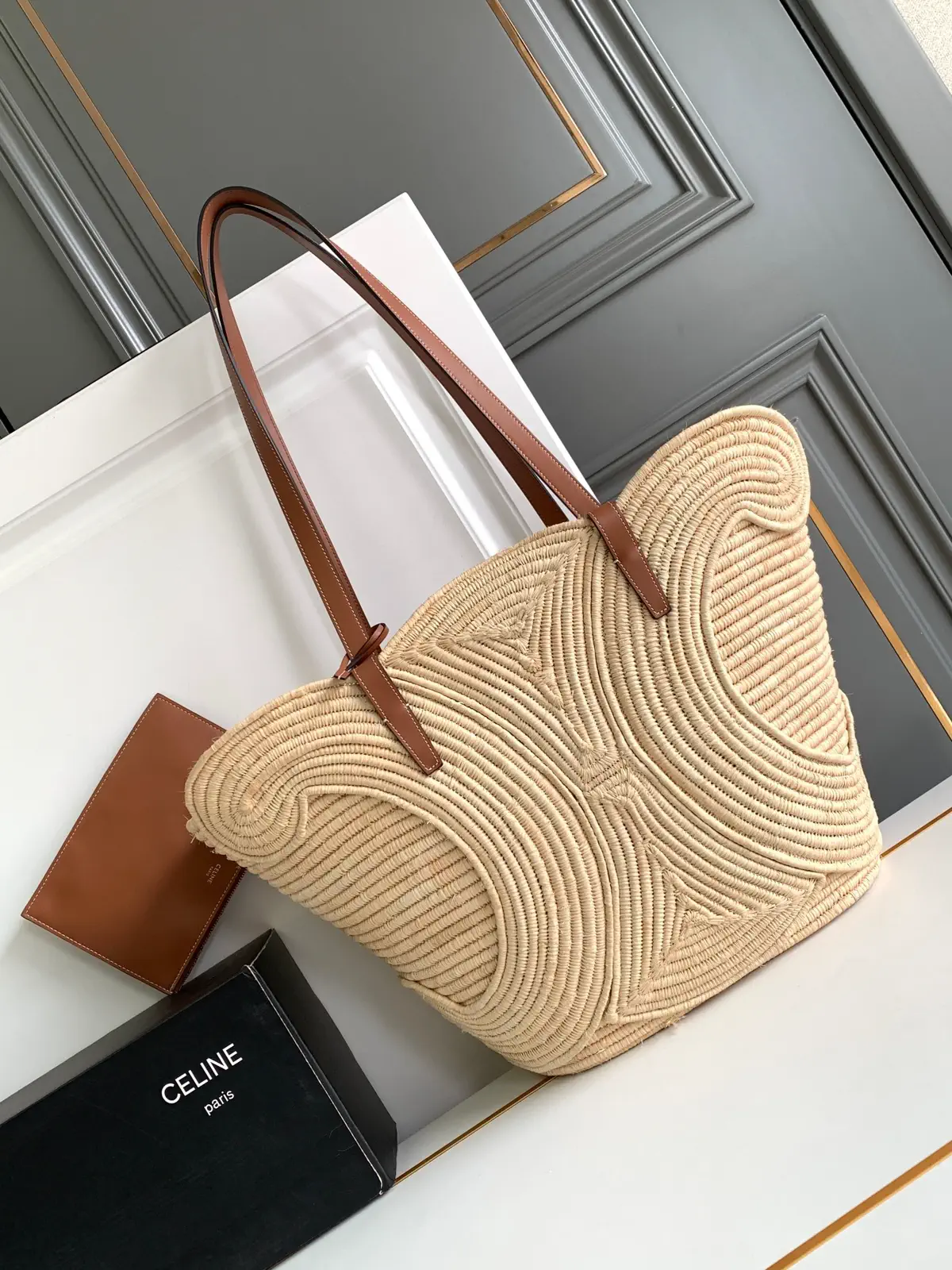 CELINE Woven Triomphe Medium Tote Bag image 1