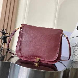 CELINE Burgundy Leather Shoulder Bag image 1