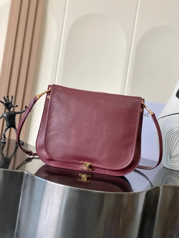 CELINE Burgundy Leather Shoulder Bag image 1