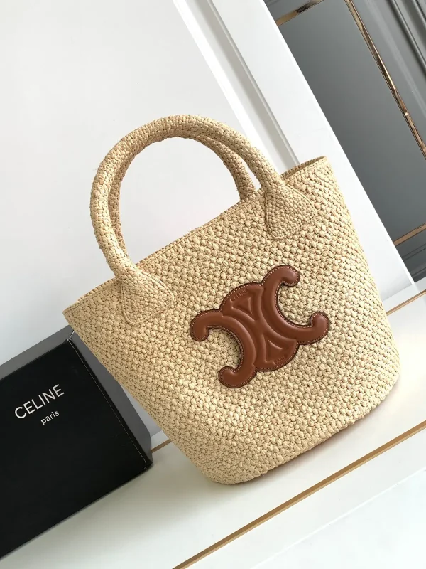 CELINE Triomphe Straw Bucket Bag image 1