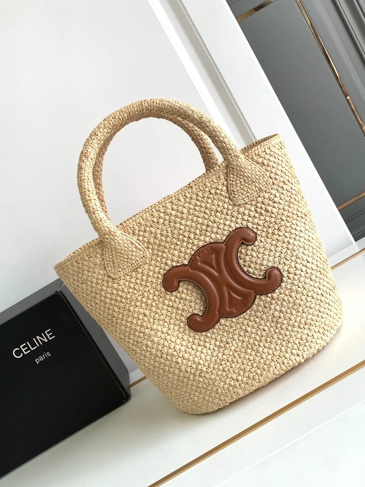 CELINE Triomphe Straw Bucket Bag image 1