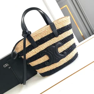 CELINE Teen Striped Straw Tote Bag image 1