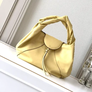 FENDI Pale Yellow Twisted Handle Shoulder Bag image 1