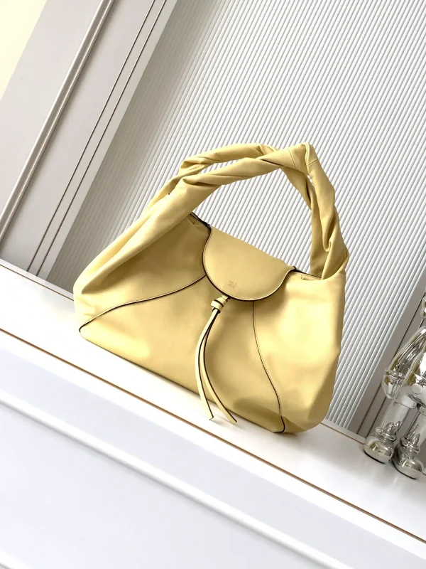 FENDI Pale Yellow Twisted Handle Shoulder Bag image 1