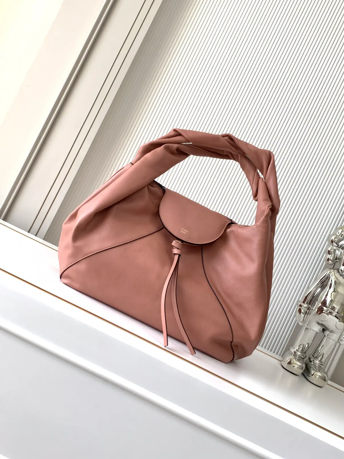 FENDI Dusty Pink Twisted Handle Shoulder Bag image 1