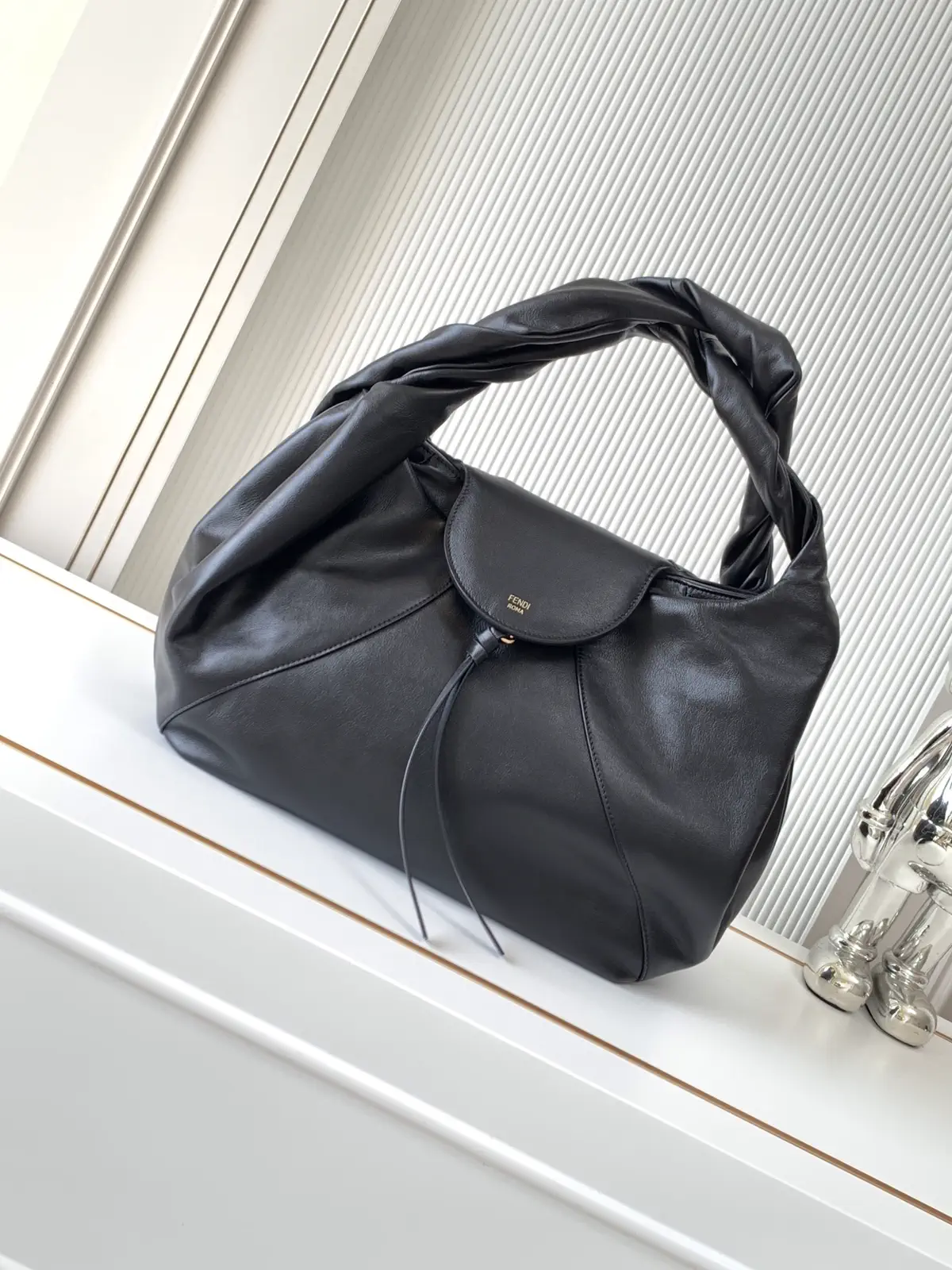 FENDI Black Twisted Handle Shoulder Bag image 1