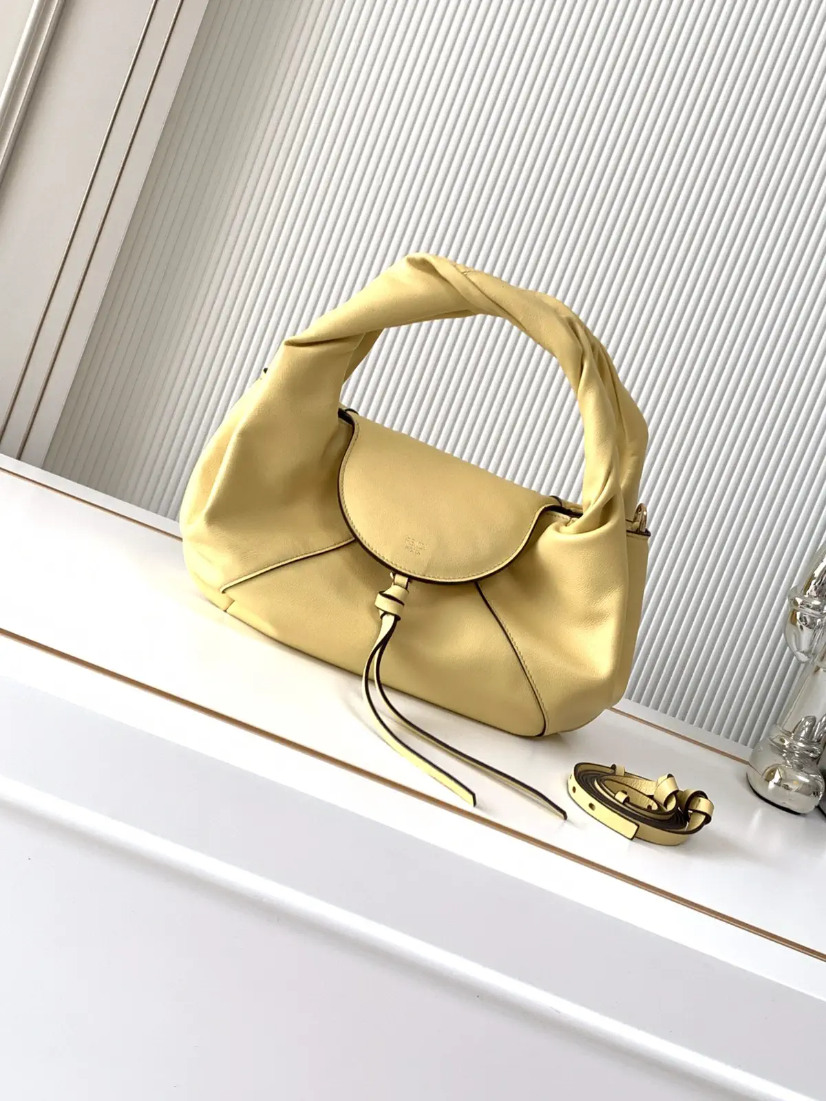 FENDI Pale Yellow Twisted Handle Shoulder Bag image 1