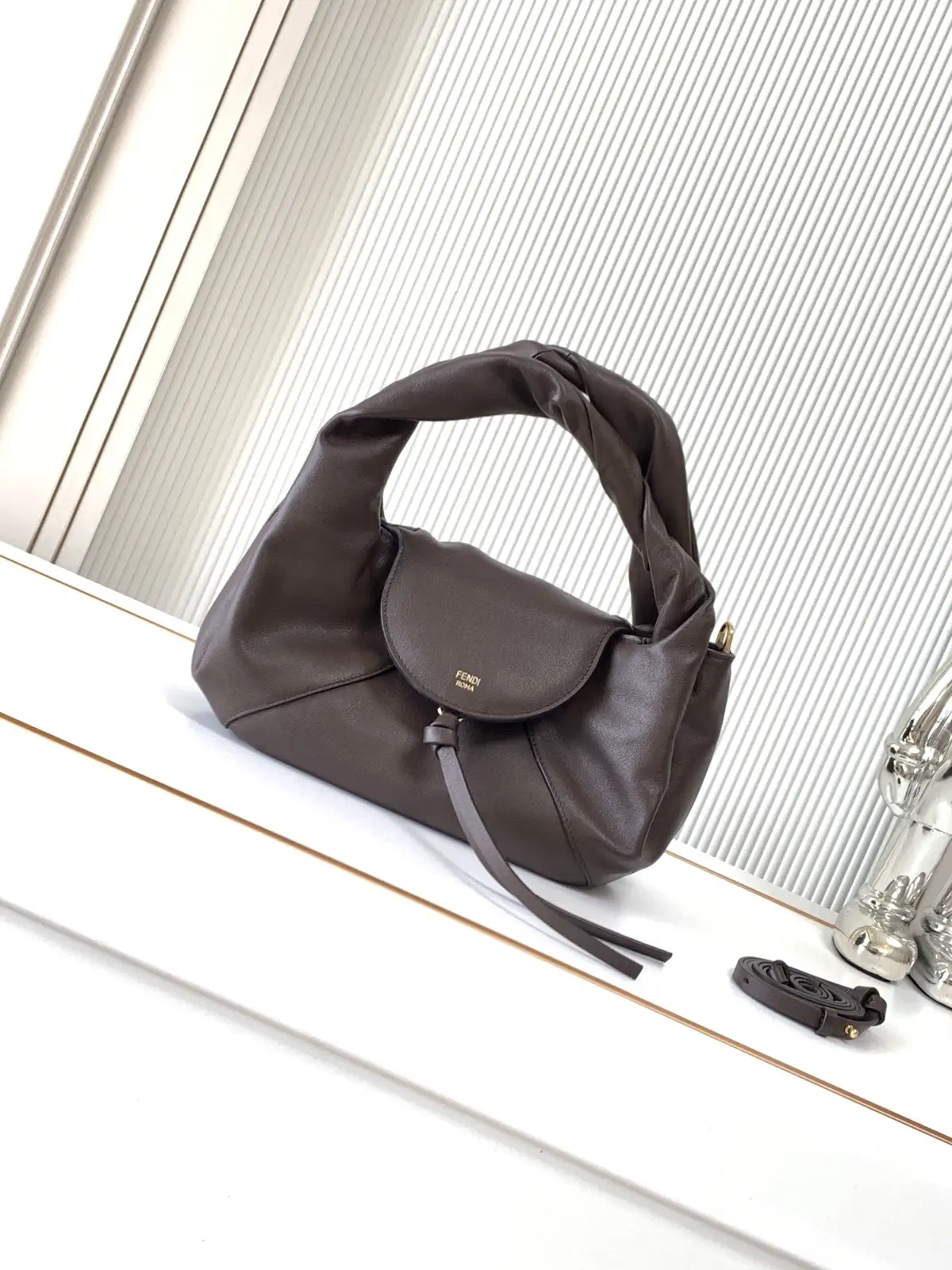 FENDI Brown Twisted Handle Bag with Detachable Strap image 1
