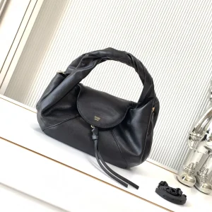 FENDI Black Leather Top Handle Bag with Twisted Handle image 1