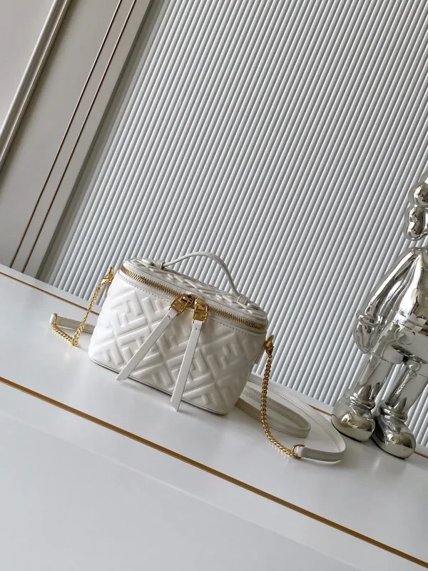 FENDI White Quilted Mini Vanity Bag image 1