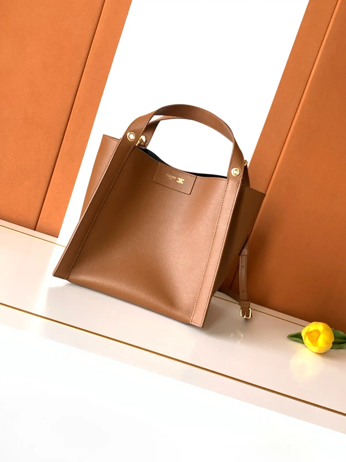 CELINE Brown Leather Top Handle Bag image 1