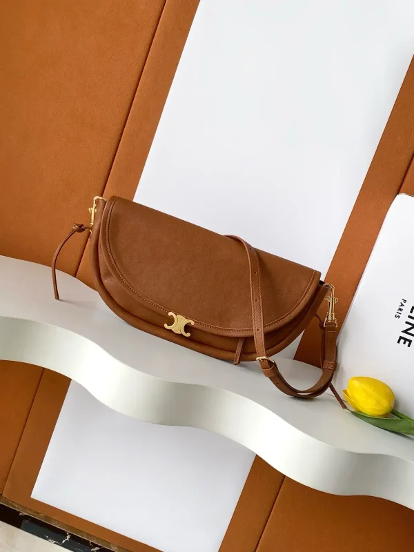 CELINE Tan Leather Halfmoon Crossbody Bag image 1
