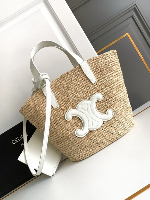 CELINE Teen Woven Basket Bag with Leather Trim image 1