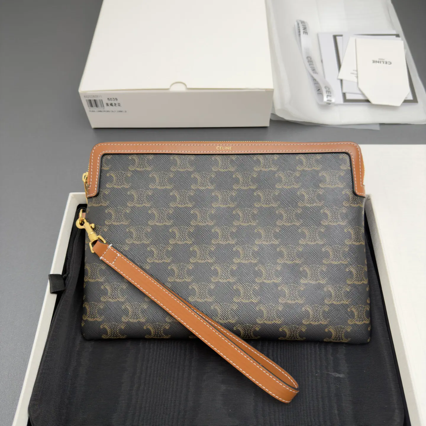 CELINE Triomphe Monogram Clutch with Detachable Wrist Strap image 1
