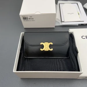 CELINE Triomphe Shiny Calfskin Flap Card Holder image 1