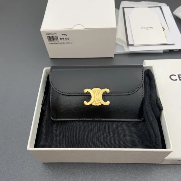 CELINE Triomphe Shiny Calfskin Flap Card Holder image 1