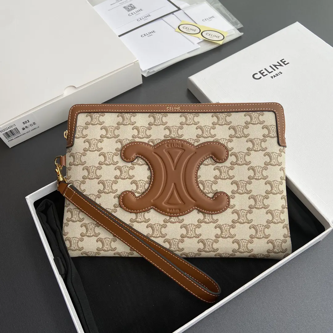 CELINE Triomphe Print Clutch with Detachable Wrist Strap image 1