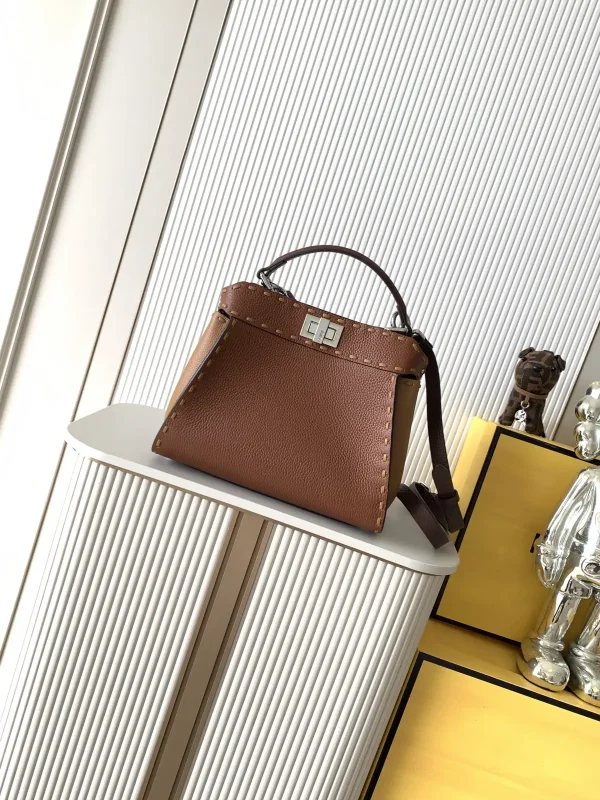 FENDI Brown Peekaboo Top Handle Bag image 1