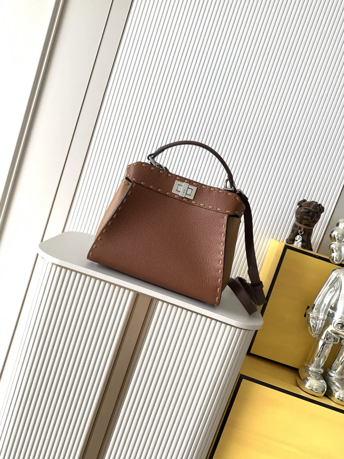 FENDI Brown Peekaboo Top Handle Bag image 1