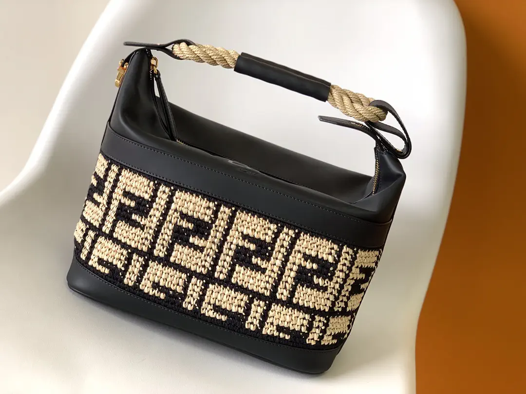FENDI FF Pattern Woven Top Handle Bag image 1