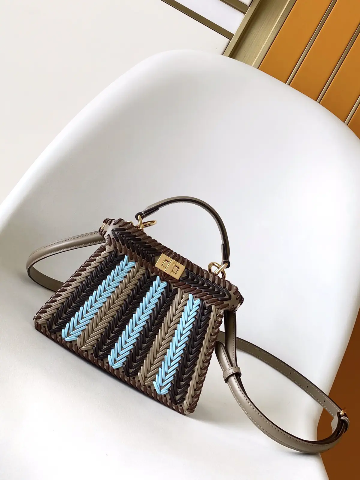 FENDI Woven Peekaboo ISeeU Mini Top Handle Bag image 1
